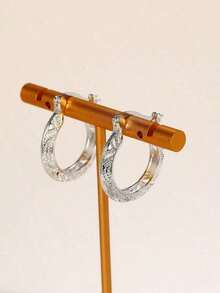 Textured Hoop Earrings - Bạc - Xem 5