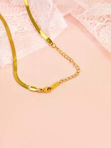 Hatastic 1pc Stainless Steel Minimalist Style Gold Color Necklace For Women, Suitable For Daily Wear, Birthday, Party Matching, Gift For Friends Gifts Music Fest - View 2