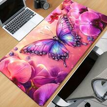 1pc Butterfly & Floral HD Printed Desk Pad, XXL Mousepad With Vibrant Pink Orchid Design, Multi-Functional Keyboard And Gaming Mat For Office And PC Gamers - Ideal Gift For Family And Friends, Mouse Pads For Desk - 90x40公分(35.4x15.7吋) - 查看 9