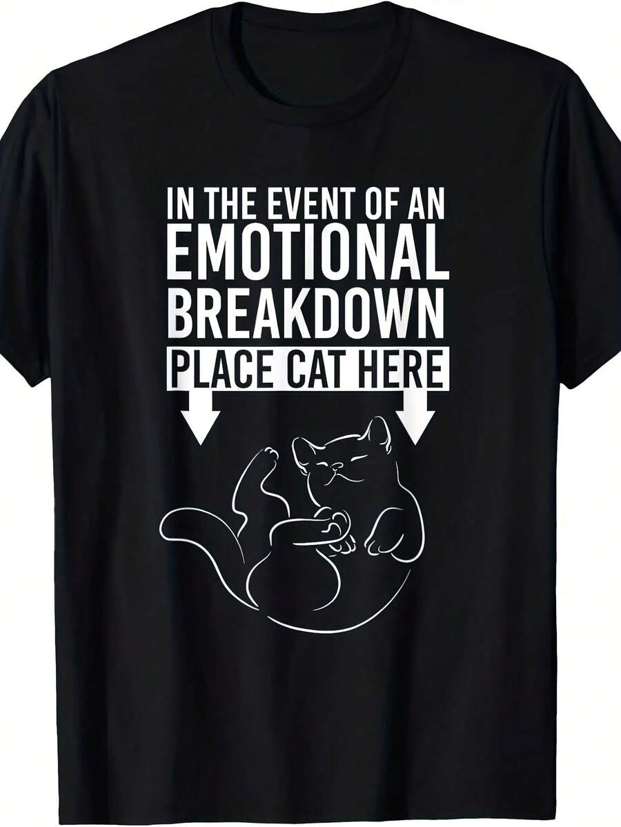 In The Event Of An Emotional Breakdown Place Cat Here T-Shirt - Black 18 - View 1