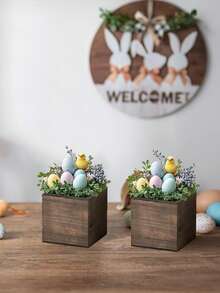 1/2/3 Stücke rustikale Hochzeitsblumenkasten-Sets | 10x10cm quadratischer Holzpflanzkasten | geeignet für Sommerblumen/Boho-Hochzeiten/Gartendekoration (Blumen nicht enthalten) - 10*10*10 - Übersicht 9