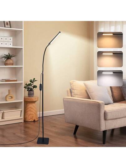 Yogle LED Vloer Lamp, Reading Lamp [120 LEDs, Modes 3000K 6000K 10 Brightness Settings] Dimmable Tafel Flexible Gooseneck Tube, Living Room, Bedroom Office view 3