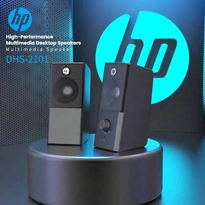 HP RGB電競音響 USB供電電腦音箱 雙立體聲重低音炮 多模式流光燈效 桌上型筆記本通用 桌上遊戲影音設備 DHS-2101 黑色