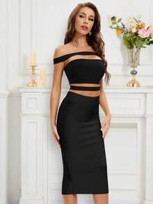 Women's Sexy Back Slit Long Bodycon Skirt - Black - View 6