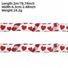 1pc Heart Print Ribbon, Valentine's Day Gift Wrapping Ribbon, Birthday, Wedding, Holiday Party, DIY Gift Box Decor Ribbon, Wire Edged To Hold Shape And Decorate - Multicolor - View 11