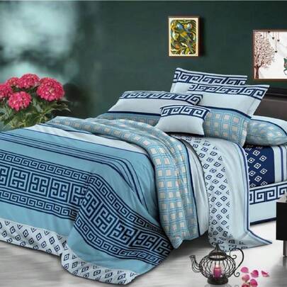 Luxury 4-Piece Floral Bedding Set White Modern Design Soft Microfiber Duvet Cover Pillowcases Fitted Sheet King Size