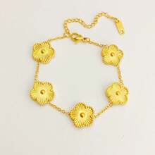 1条女士四叶草手链，18K镀金不锈钢幸运四叶草链手链，送给她的珠宝礼物 - 五葉草 - 查看 12