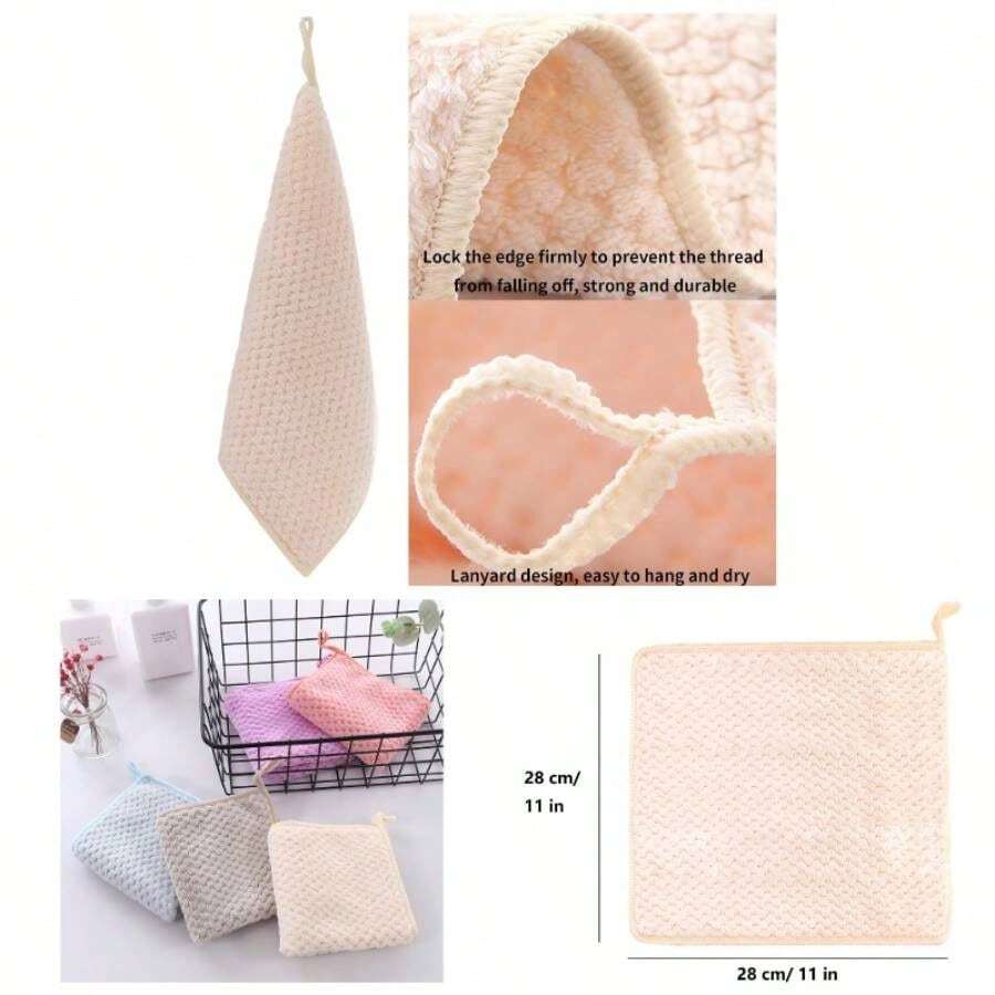 Toalla de mano de microfibra de secado rpido, 6 toallas de mano de cocina de secado rpido, sper absorbentes, de secado rpido y suave, suave y cmoda, adecuada para cocina, restaurante, jardn de infantes - Beige, rosa, morado, gris, azul - Ver 1