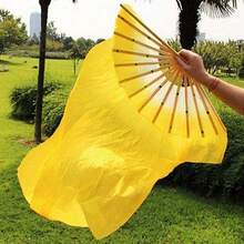 Hand Made Belly Dance Dancing Silk Long Fans, Women Dance Costume Long Silk Fans Silk Fan(Blue) - 藍色 - 查看 9