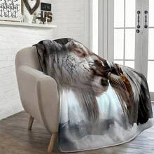 1pc Sunflower Animal Print Leopard Cowhide Retro Bohemian Teal Turquoise Flannel Throw Blanket 280GM,Lightweight Soft For Bed Couch Travel Office Camping, Thoughtful Gift For Men Women Family Friend Christmas Halloween Birthday,Suitable For All Seasons And Machine Washable - Style-4 - View 6