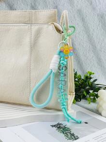 1pc Customized INS Style Minimalist Short Rope Woven Acrylic Plated Colorful English Letter Bead Heart Keychain, Cute Little Sun Acrylic Pendant, Gift For Friends, Family, Birthday Gifts, Customized Keychain, Customized Name, Customized Birthday Gift, Customized Phone Lanyard, Customized Bag Charm,Durable,Colorful,Cute,Adorable,Funny,Kawaii,Y2K,Stylish,Unisex,Casual,Custom,Personalized,Unique,Customized,Ideal Gifts For Him,Ideal Gifts For Her,Her,Boyfriend,Girlfriend,Family,Friends,Delicate Romance,Winter Grace