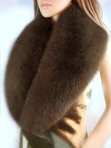 1件装仿毛皮领围巾，时尚披肩领，女士秋冬款 - 多色3 - 查看 1