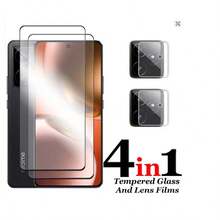 Set de 4 piezas aplicable para Realme GT 7/GT 7 Pro, protector de pantalla de vidrio templado curvo ultra claro, protector de lente de cámara ultra claro 3D, almohadilla protectora, funda protectora, protector de lente de cámara de cobertura completa, fácil instalación, protector de pantalla con borde negro de seda para Realme GT 7T - transparente - Ver 16