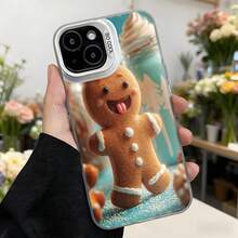 Cubierta de teléfono con diseño de hombre de jengibre marrón con detalles blancos y texto CASETTO para uso diario en floristerías y eventos festivos Aplicable a los teléfonos de la serie Apple y Galaxy - Blanco - Ver 7