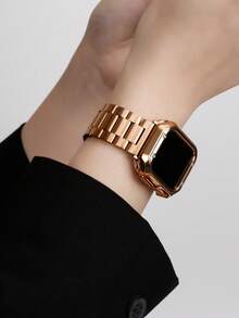 不锈钢表带和表壳套装，兼容[型号] - 玫瑰金 - 查看 4