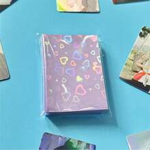 Laser Star Photocard Sleeves Ultra Thick Sleeves Idol Photo Cards Protector Trading Cards Shield Cover Newest Laser Heart Postcards Card Sleeves (Unsealable)