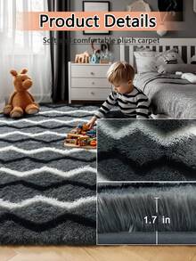 1 块毛绒地毯，防滑地毯，适用于家庭、客厅、卧室 - 彩色 - 查看 6