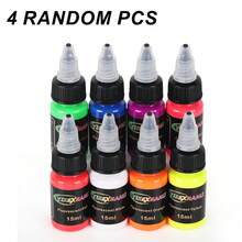 yikexuanli 4 szt./8 szt. 15 ml fluorescencyjnego tuszu do tatuażu, świecący w ciemności, odpowiedni do zdobienia ciała, tatuaż DIY - Wielokolorowe - Zobacz 13