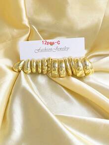 1-18 Pairs Fashionable Metallic Gold Spray Painted ABS Plastic Earring Set, Skin-Friendly, Minimalist Geometric Style, Suitable For Women's Daily Wear