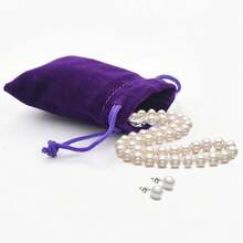 2025Nydotd 100pcs 2 X 2.8 Inch Black Velvet Cloth Jewelry Pouches Velvet Drawstring Bags Christmas Candy Gift Bag Pouch For Wedding Favors Gifts, Event Supplies Party Favors - 紫色 - 查看 6