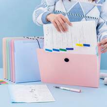 1pc 5-Compartment Accordion File Folder For Students, Cute Transparent Classification Storage Pouch For A4 Multi-Layer Storage Bag