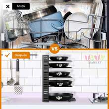 Organizador De Ollas Y Sartenes Para Gabinete Estante Para Ollas Ajustable De 5 Niveles Con 3 MéTodos De Bricolaje Organizador De Tapa De Olla Para Mostrador, Soporte Para Sartenes Y Tapas Antideslizantes, Estante De Ollas MáS Grueso, Organizador De Sartenes Para Armario, Ajustable Para Almacenar Y Organizar Gabinetes De Cocina - Negro - Ver 8