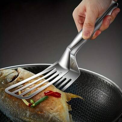 One-Piece Multi-Functional Stainless Steel Serving Tongs For Buffets, Fried Fish, Bread, Steak, Salads, And Desserts - A Kitchen Tool For Easily Preparing And Presenting Food.