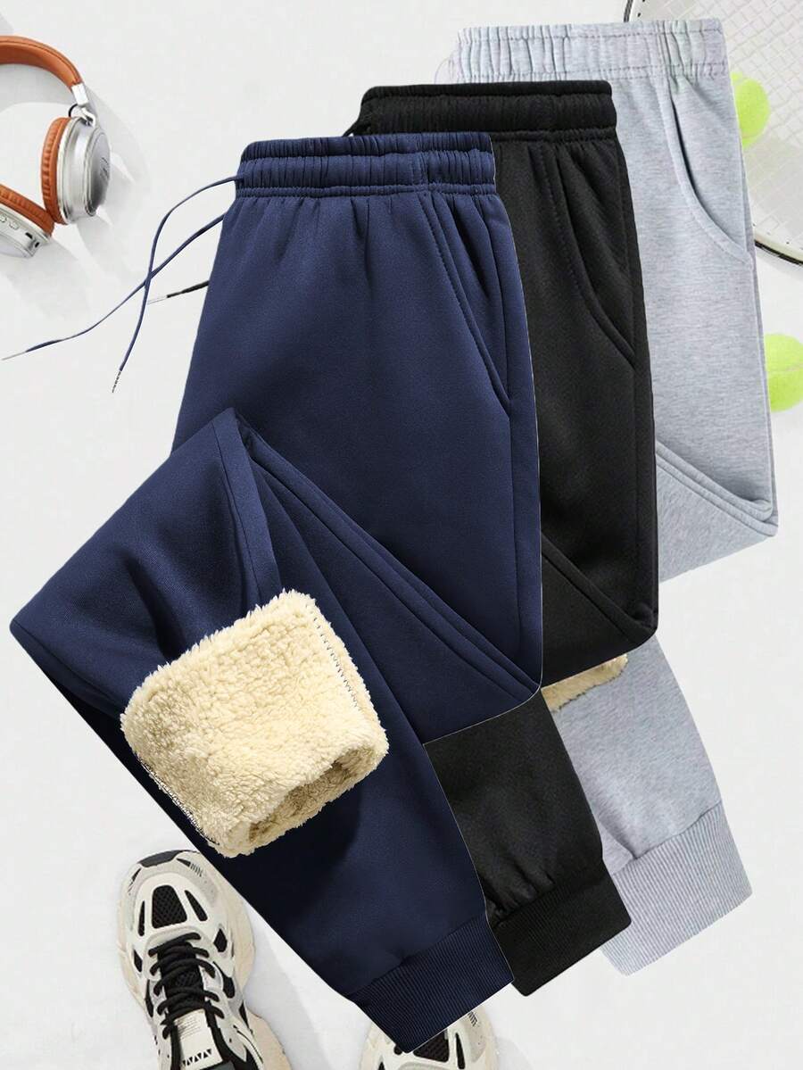 Men's Comfortable Fleece Sweatpants - Suitable For Cold Weather Training And Casual Wear Sports - Navy Blue - View 1