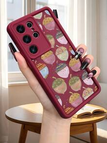 Pastel Glitter Acorn Autumn Unique Protective Cover Cute Nut Pattern Phone Case Stylish Shockproof Fashion Back Cover Compatible With Samsung Galaxy S25Ultra S25Plus S25 S24FE S24 S23 S22 S21FE S21Ultra Plus Note20 Note20Ultra A13 A14 A15 A16 A17 A33 A34 A35 A36 A52 A53 A54 Case - Burgundy - View 2