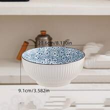 1pc Ceramic Simple Blue Japanese Style Bowl, 4.5", 6", Or 8" Size, Japanese, Nordic, Bohemian Style Simple High-End Blue/Light Colored Tableware Bowl Set, Multiple Sizes And Patterns Available
