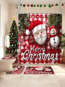 Bộ rèm tắm Giáng sinh 1/3/4 chiếc - Họa tiết yếu tố mùa đông, Bộ rèm cửa sổ phòng tắm, 12 móc, Thảm phòng tắm, Thảm chùi chân hình chữ U, Nắp bồn cầu - Dùng để trang trí phòng tắm - Quà tặng Giáng sinh thanh lịch, Trang trí Giáng sinh, Trang trí nhà cửa - Nhiều màu - Xem 24