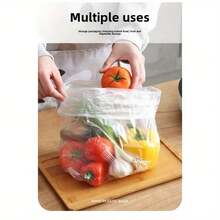 2 Rolls/400Pcs Thick Transparent Disposable Fresh-Keeping Bags, Storage Bags, Suitable For Refrigerators, Refrigeration, Meal Preparation, Camping - Leak Proof And Pressure Resistant, Designed Specifically For Vegetables, Meat, Fruits, And Leftovers - Suitable For Keeping Fresh In Supermarkets And Convenience Stores, Durable Plastic Bags For Convenient Disposable Storage - White - View 11