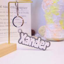 1pc Customized Acrylic Letter Name Keychain, Personalized Double-Layer Glitter Keychain, Colorful Backpack Pendant, Suitable For Bags, Water Bottles, Perfect Birthday Gift For Women And Family, Decorative Keychain, Fun Design, Charming Accessory, Cute Keychain - Steel Keychain + White Button - View 31