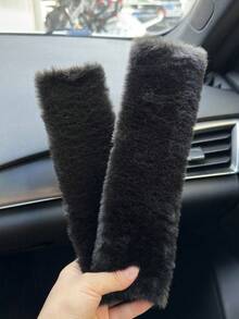 2pcs/1PC Shoulder Protection Cover For Car Seat Belts, Winter Plush Anti Pinch Marks, Cross Bag With Shoulder Protection Cover, Backpack Cover, Universal - 黑色 - 查看 5