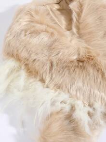 1pc Women's Fashion Faux Fur Neck Warmer (With Feather Decor), Beige Elegant Ladies Winter Scarf, Luxury Warm Neck Accessory Suitable For Parties