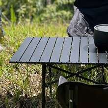 Mesa plegable al aire libre de 1,2 metros de largo en color arena negra (panel de acero de titanio)