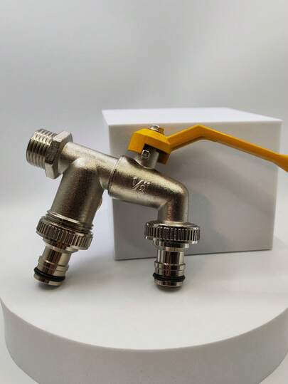Vòi tưới nước hai đầu ra 1/2" - Vòi nước ngoài trời bằng đồng thau chịu lực cao với phụ kiện chống đóng băng và chống gỉ, tiêu chuẩn ren Hoa Kỳ/EU dùng cho sân vườn, bãi cỏ, máy giặt, thùng chứa nước mưa và sử dụng trong công nghiệp, vòi phun nước tưới vườn, thiết kế hai đầu ra, kết cấu chắc chắn, tưới cỏ, phụ kiện chất lượng cao, trạm rửa xe