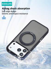 Koolife 1 件装苹果 17 Pro 手机旋转保护壳，360° 旋转磁吸支架，撞色边框，哑光表面，简约高级设计，全方位防摔保护，兼容苹果 17 Pro Max/17/17 Pro/17 Air/14/14 Pro/14 Pro Max/13/13 Pro/13 Pro Max/15/15 Pro/15 Pro Max/16/16 Pro/16 Pro Max/16e - 黑色 - 查看 4