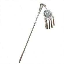 1PC New Arrival Chinese-Style Tassel Hairpin - Retro Boho Graceful Oriental Hair Accessory For Women, Delicate Hair Stick Suitable For Updo Hairstyles, Bun & Chignon, Fit For Hanfu, Qipao, Wedding, Party, Daily Wear & Formal Events, Vintage Hair Ornament With Fine Tassel Detail, Stylish Chinese Hair Jewelry Great For Gift-Giving, Campus Fashion & Outfit Decoration, Chic Headpiece To Boost Ladies' Hairstyle Style - 銀色 - 查看 4