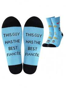 1Pair Husband Boyfriend Gift Ideas Funny Cool Socks For Men, Gifts For Men Romantic Gifts For Anniversary, Valentine's Day, Birthday - Multicolor - View 10