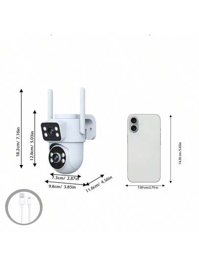 1pc 4MP (2MP+2MP)HD Indoor Outdoor Cameras Security Surveillance, Supports 2.4G/5G WiFi Slimme Monitoring, Dual Lens Screen, USB Power Supply, Two Way Audio,Wifi PTZ Camera, Cctv,Multi Sharing, Night Vision, Motion Tracking, APP Control, Indoor, Outdoor, Office As Monitoring Camera. view 11