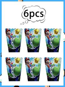 Super Mario 超级马里奥装饰道具、爆米花盒、薯条盒、派对用品袋套装、生日派对和用餐场所装饰品。