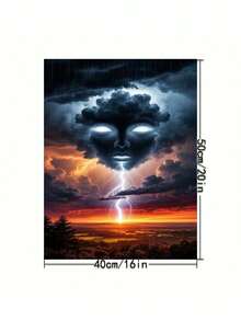 1 Set Beginner DIY Adult Number Painting Kit  Includes Paints, Canvas, Brushes | Cloud Face Lightning Storm Painting | 40x50cm/16x20in, Unframed, For Home Decor, Family Activity, Father's Day, Mother's Day, Halloween, Christmas, Holiday Gift, 2D Flat - 彩色 - 查看 8