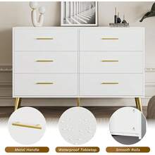 BVFUKA White Dresser For Bedroom, 6 Drawer Dresser With Gold Metal Handles & Metal Legs, Wood Chests Of Drawers For Bedroom - 白色 - 查看 4