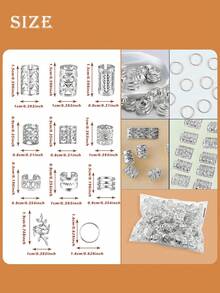 220件金色髮飾，編髮飾品，女性髮飾，金屬髮環髮箍，適用於髒辮髮飾，波希米亞風編髮裝飾 - 銀色 - 查看 8