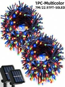 1 pieza Luces de cadena solares, 20/50/100/200 LED Luces de Navidad, Luces de hadas inteligentes con 8 modos - Luces impermeables para exteriores para árbol, patio, jardín, boda, festival, Navidad, Año Nuevo, balcón, cerca (Blanco frío, Blanco cálido, Morado, Multicolor)
