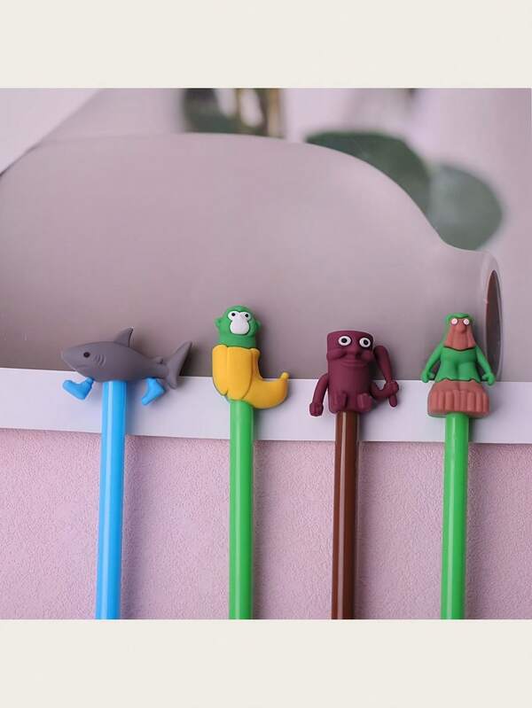 4 Peças Canetas Esferográficas com Tema de Cérebro, Estilo Criativo e Satírico Italiano - Leve, Ponta Média, Material Plástico, Elementos Humorísticos, Perfeito para Trabalhadores de Escritório e Estudantes