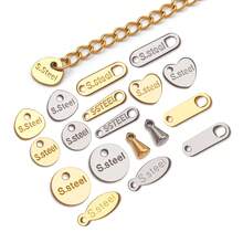 10/30个304不锈钢吊坠，水滴形链扣，小巧扁平圆形心形吊坠，金属链延长连接器，链尾吊坠，适用于DIY珠宝制作 - 彩色 - 查看 5