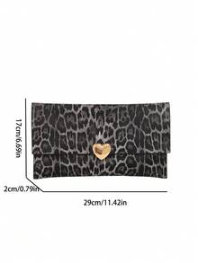 2025 Summer New Personalized Envelope Clutch Bag, Cow Print & Leopard Print Stylish Chic Handbag For Women - Black - View 3