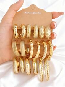 6pcs/18pcs Set Fashionable Geometric CCB Earrings For Women, Suitable For Daily Wear, Business, Casual, Great Gift For Friends, Holidays, Birthdays